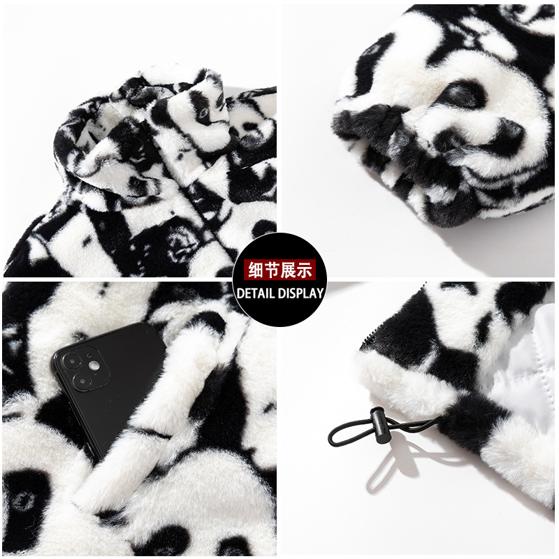 Abrigo de algodón estampado Panda para amantes invierno Nuevo estilo coreano reducción de edad suelta más abrigo de felpa acolchado