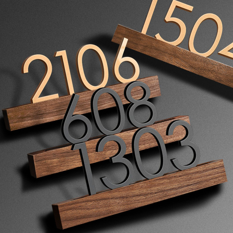 Acrylic house number creative solid wood house number number plate residential logo non-perforated high-end hotel room number light luxury Acrylic house number creative solid wood house number number plate residential logo non-perforated high-end hotel room number light luxury