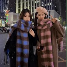 格子围巾女秋冬季新款围巾百搭秋冬保暖韩系学生情侣加大加厚围脖