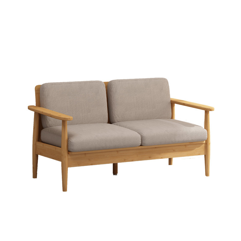 Sofá de madera maciza de estilo japonés pequeño apartamento combinación de tres asientos muebles sala de estar invierno y verano de doble uso de registro simple sofá de tela