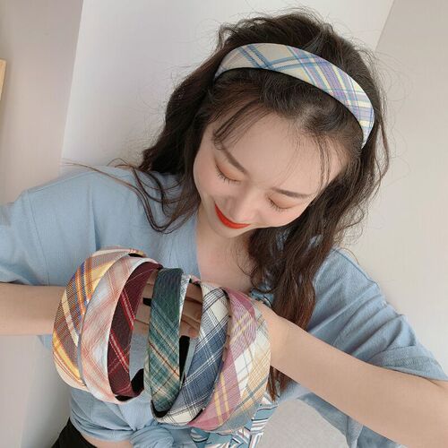 Korean jk girl plaid hair hoop for women to go out with hair clip summer temperament internet celebrity jewelry hair accessories hair clip wholesale