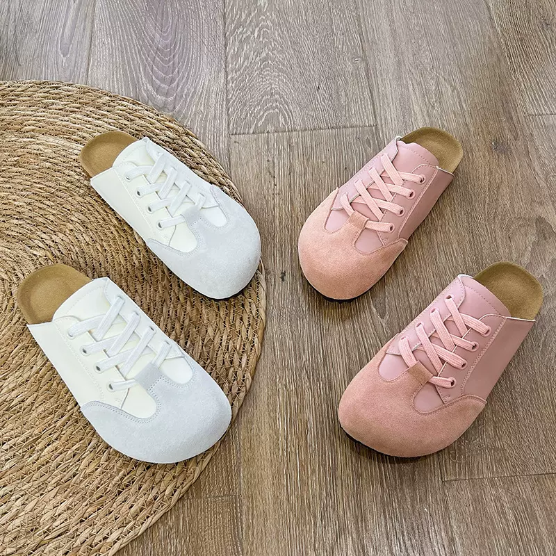 真皮包头拖鞋2025夏季新款外穿时尚半拖休闲百搭平底凉拖时尚女鞋