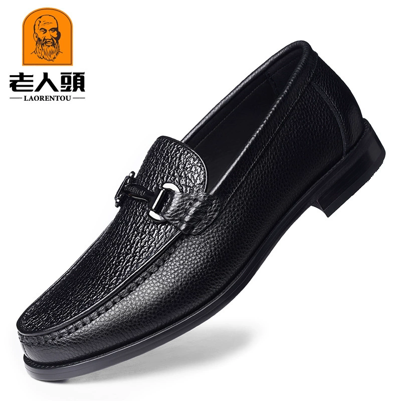 Пожилая голова мужская обувь весенняя бобовая обувь кожаная дышащая одна педаль автомобильная обувь мягкая подошва мужская повседневная кожаная обувь 27796