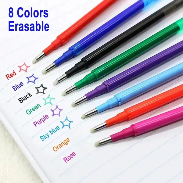 Cross-Border Hot Selling Thermal Erasable Push Pen Refill Gel Pen Refill 8-Color Refill Bullet Manufacturer Wholesale