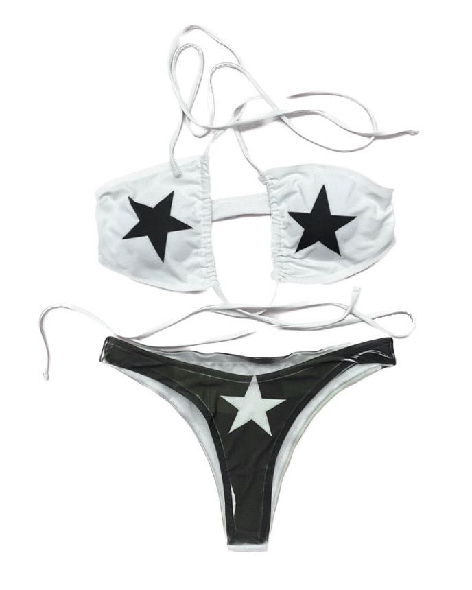 Nuevo estilo europeo y americano transfronterizo amazonas sexy cuello de tres puntos bikini vacaciones de playa al por mayor