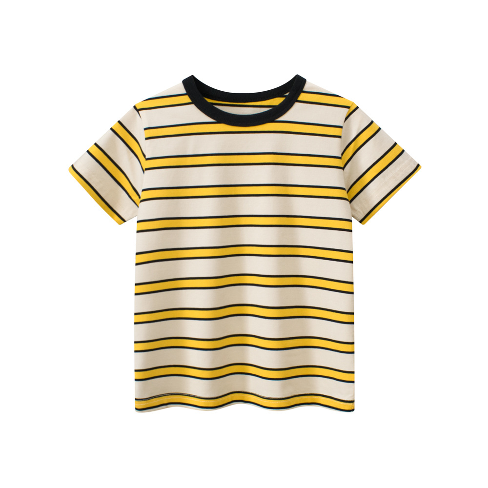 27kids camiseta de manga corta a rayas para niños ropa de verano nueva versión coreana de media manga Leica top ropa de bebé de moda