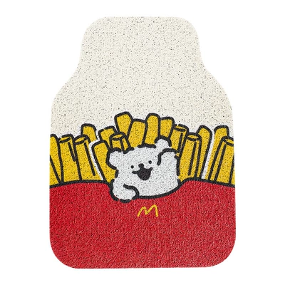 Universal Foot Pad, Driver's Wire Ring Car Carpets - french-fries-white-dog-silk-circle-foot-pad-front1