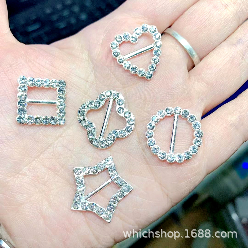 Bricolaje hecho a mano accesorios para el cabello aleación redonda estrella de cinco puntas cuadrado melocotón corazón trébol diamante hebilla accesorios ropa zapato hebilla Accesorios