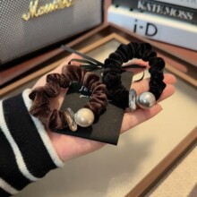 金丝绒珍珠肥肠发绳 精致高级感镶钻发圈女士丸子头绳马尾辫皮筋