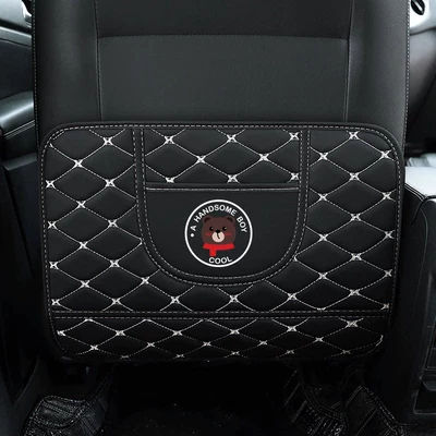 Anti-Dirt Pad, Universal Car Rear — Chair back anti-kick pad - captain-bear-short-style-anti-kick-storage