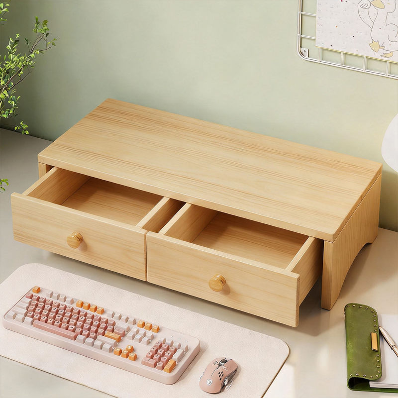 Computer Elevated Stand for Home Use, Laptop Riser, Office Desktop Computer Stand, Drawer-Style Storage