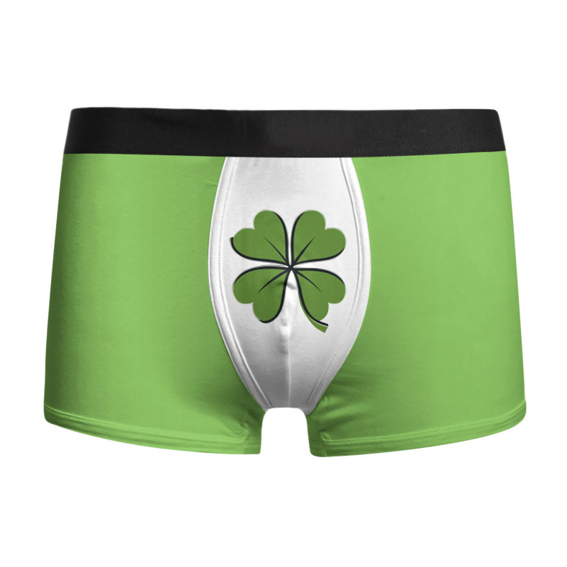 Men's Underwear Men's Underpants Cheap Breathable Boxers Festive Four-leaf Clover Printed Boxer Shorts MP01