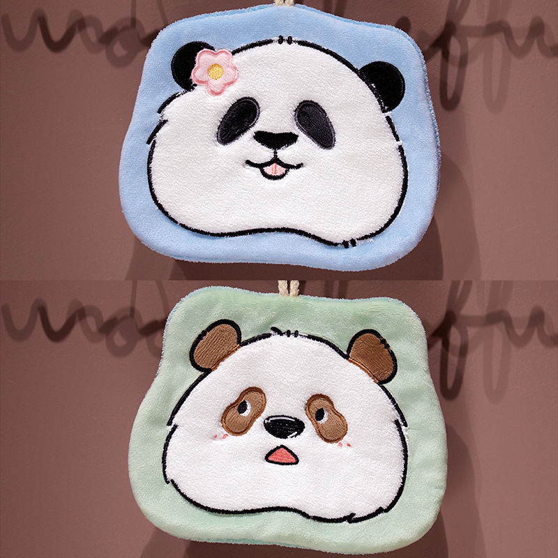 Panda lindos toallas de lana de coral siete niños flores colgantes toallas pequeñas súper absorbentes de agua secado rápido toallas cuadradas para niños