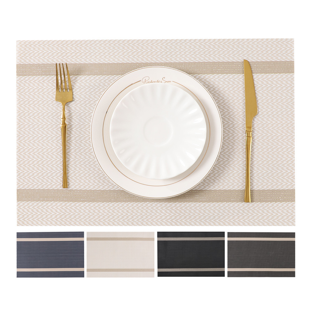 Manteles individuales de PVC de estilo europeo de alta gama, manteles de sensación premium, manteles para platos antideslizantes y resistentes al calor, manteles individuales de seda dorada, manteles individuales para estudiantes