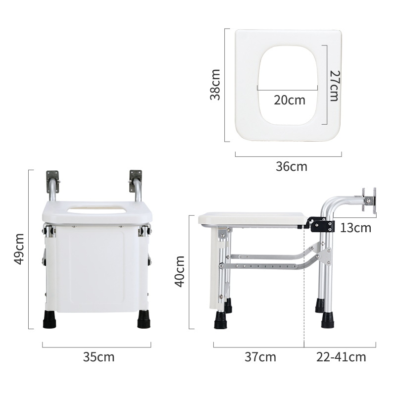 silla de inodoro plegable montada en la pared para ancianos embarazadas en cuclillas para reemplazar taburete de inodoro con pasamanos