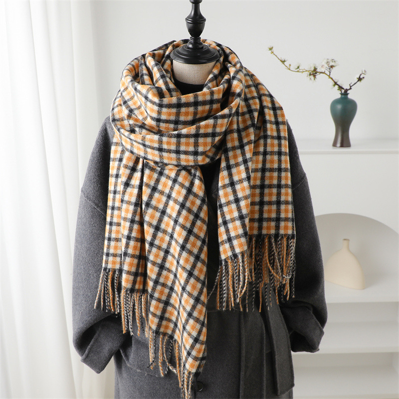 European and American New Cashmere Plaid Warm Shawl Scarf Unisex Autumn and Winter Fashion All-match Tassel Scarf