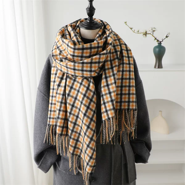 European and American New Cashmere Plaid Warm Shawl Scarf Unisex Autumn and Winter Fashion All-match Tassel Scarf