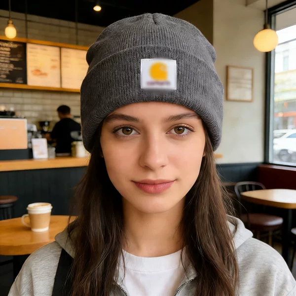 Autumn and Winter Fashionable Knitted Hats with Woven Labels, Windproof and Warm for Outdoor Activities, Versatile Adult Hats, Personalized Woolen Hats