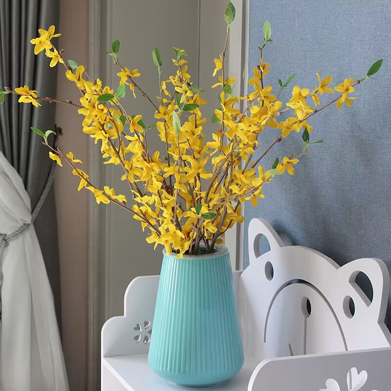 单支迎春花黄色假花婚庆家居餐桌装饰跳舞兰仿真花插花连翘花批发详情4