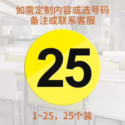 for dining tables, self-adhesive, waterproof, Warning sign - 88cm-diameter-8cm-yellow-with-black-text-1-25-pack-of-25