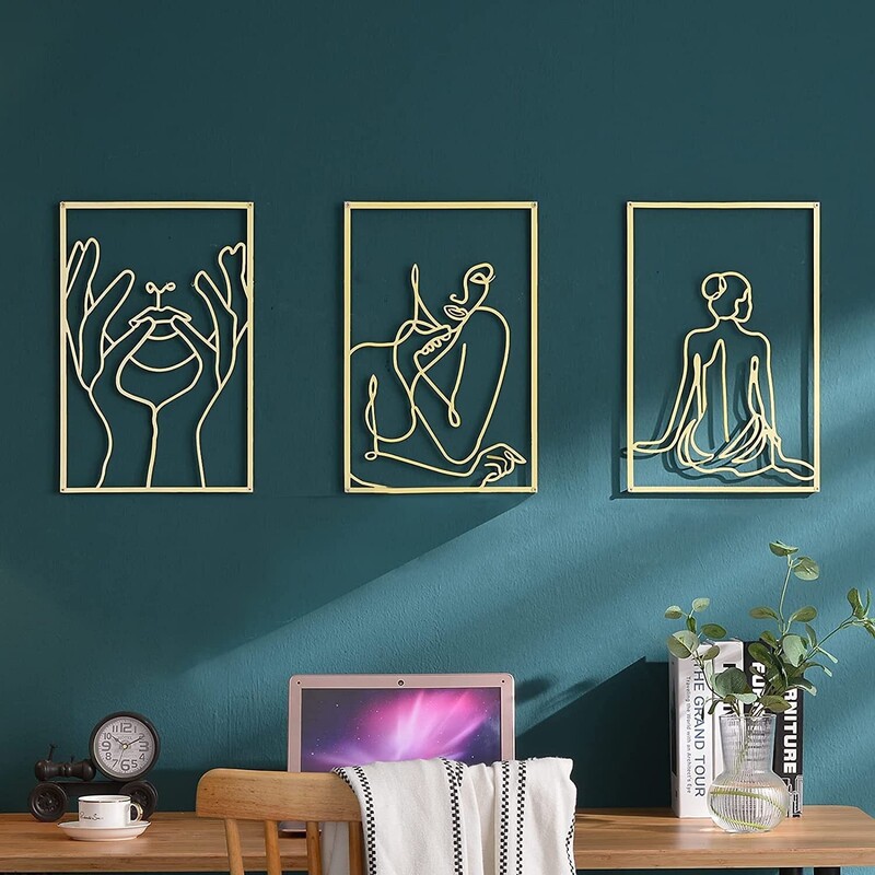 Modern Simple Square Metal Wall Hanging Art Silhouette Body Line Wall Decoration Home Living Room Wall Decoration
