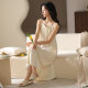Couple's Men's and Women's Modal Nightdress with Chest Pad Short Sleeve Shorts Suspender Lapel Men's suit