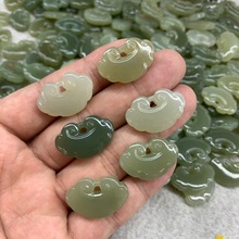 天然和田玉祥云如意锁平安锁项链吊坠青海料中式简约玉器