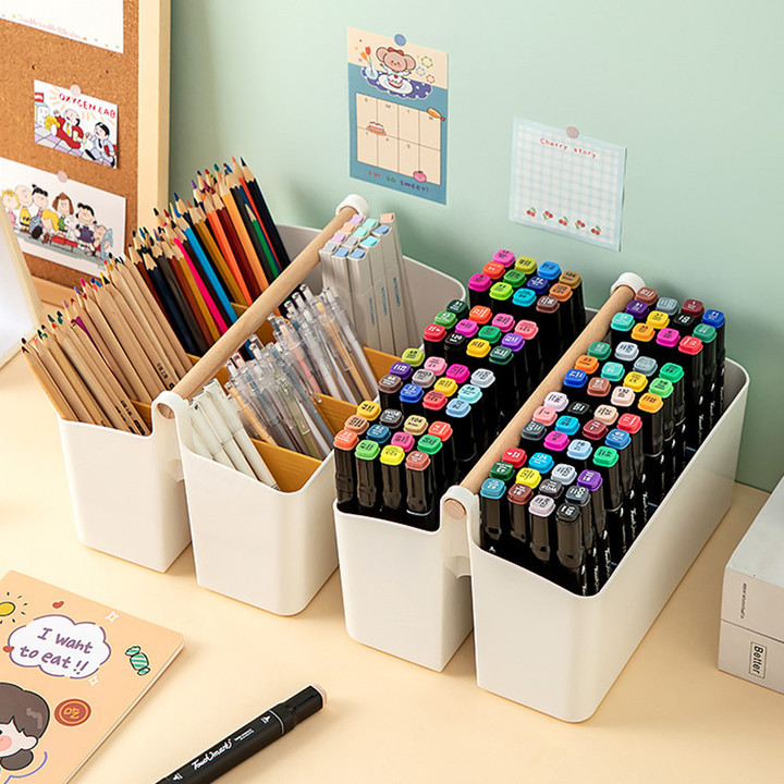 Almacenamiento portátil multi-grid pen holder lápiz acuarela pluma almacenamiento rack libre combinación partición almacenamiento multifuncional