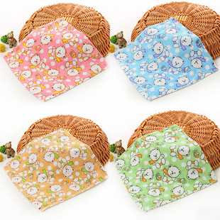 Manufacturer Wholesale Cotton Printed Small Flower Square Towels for Infants and Toddlers, Children's Towels, Bear Handkerchiefs, Cartoon Prints
