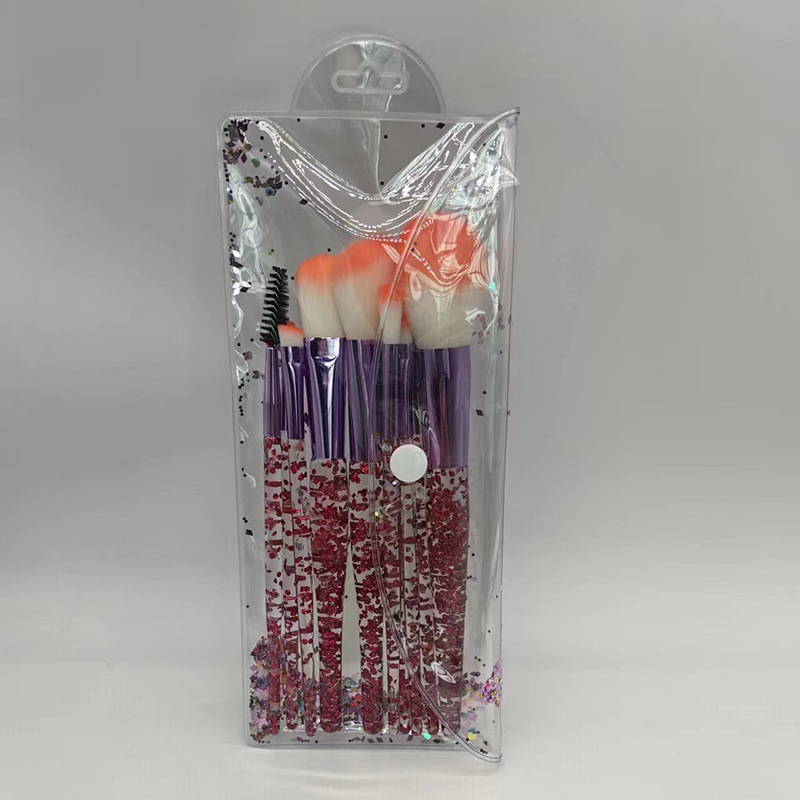 10 pinceles de maquillaje traje conjunto completo cristal transparente arenas movedizas cebolla en polvo herramientas de belleza cepillo suelto cepillo de sombra de ojos al por mayor