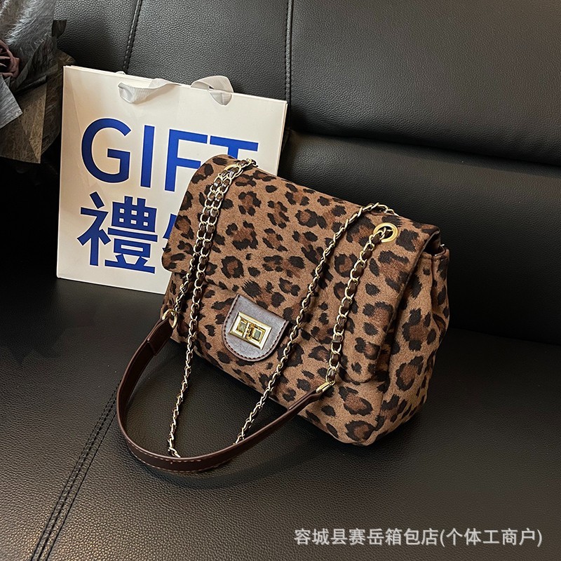 时尚百搭豹纹链条包新款日韩潮流单肩包跨境大容量网红百搭斜挎包|undefined