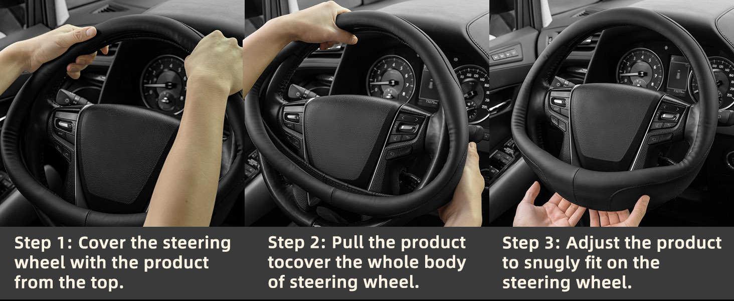 Microfiber steering wheel cover 14.5-15 inch non-slip breathable odorless universal car steering wheel protection