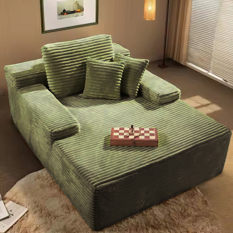 Rollo en caja, compresión al vacío, sofá de cine, tela a rayas grandes, sala de estar, dormitorio de villa, sofá suave, sillón reclinable