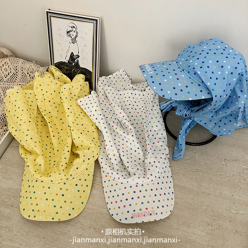 韩国可爱星星头巾绑带鸭舌帽子女春夏亚文化百搭显脸小遮阳帽