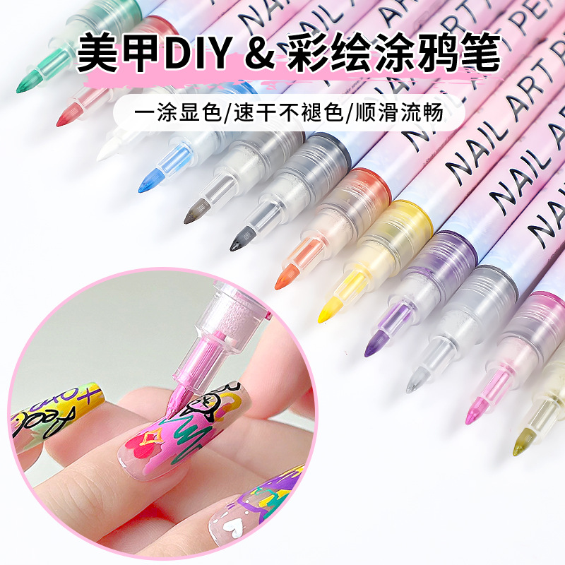 索美奇定制涂鸦彩绘笔美甲画花DIY个性速干丙烯颜料勾线美甲笔