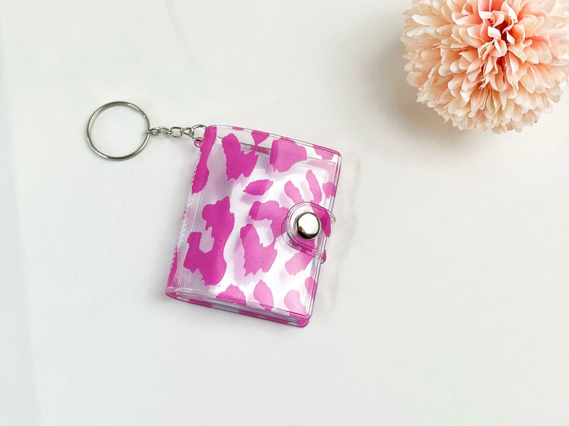 2 인치 레오파드 무늬 장미 핑크 사진 앨범 일반 버클