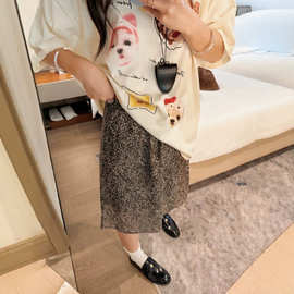 秋铭  高腰豹纹半身裙短裙女夏季松紧腰韩版通勤百搭显瘦G1950