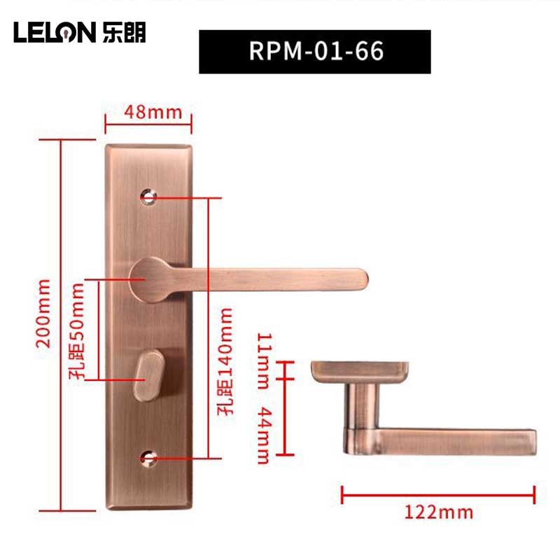 304 acero inoxidable puerta antirrobo panel de manija cerradura conjunto completo cerradura de bronce rojo cerradura de manija cerradura de panel mecánico de la puerta del dormitorio