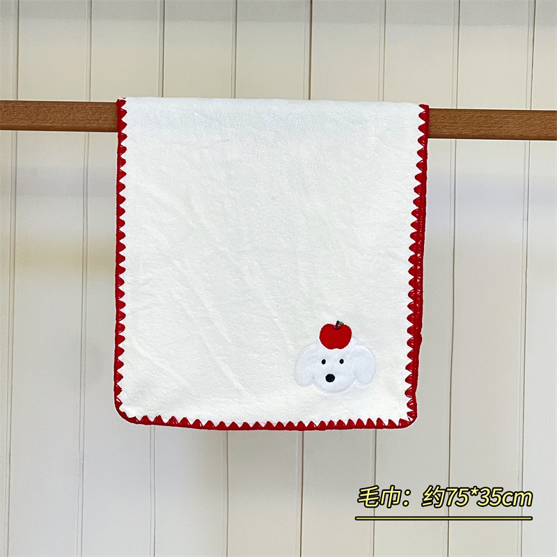 Toallas de baño lindas para perros de manzana toallas de mujer sombrero de cabello seco de tres piezas para el hogar absorción de agua rápida no seco cabello toallas gruesas