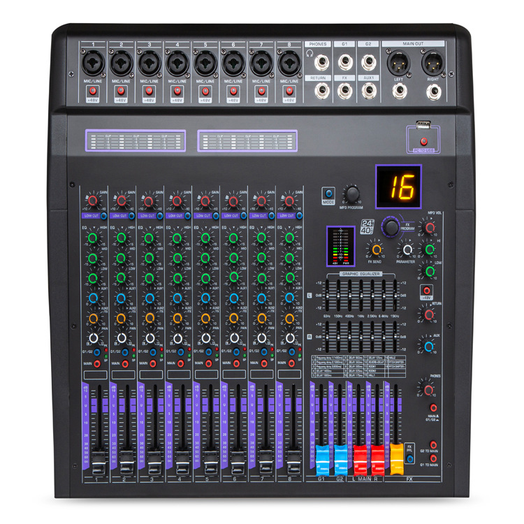 8路调音台 128DSP效果带均衡器2编组舞台演出混音器GR80i调音台