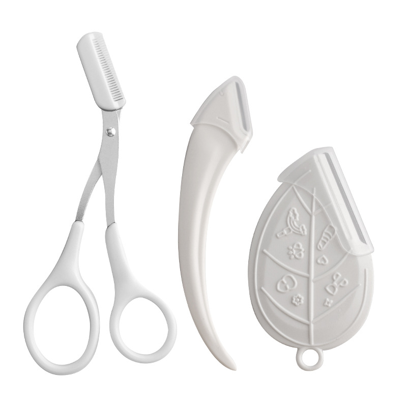 Cuchillo de cejas de media luna, raspador de cejas con malla protectora, cuchillo de cejas de corte, herramientas de cejas de corte, caja de mujeres, cuchilla de cejas de corte, 100 piezas por caja