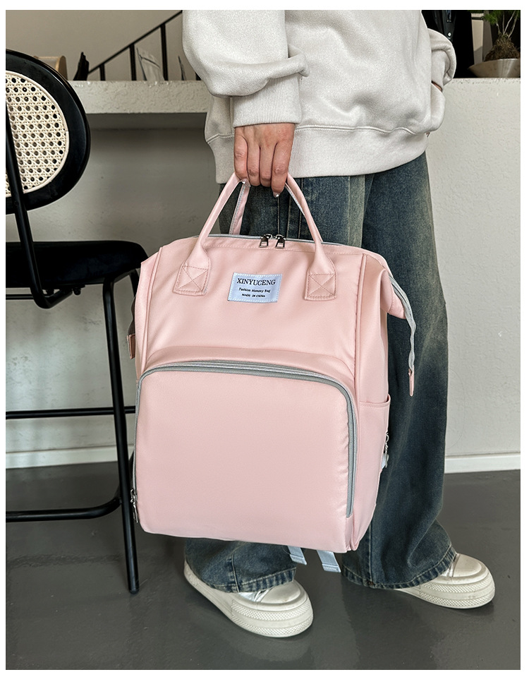 Solid-color lightweight mom bag, a backpack for taking kids out, multi-functional large-capacity mother and baby bag for girls undefined