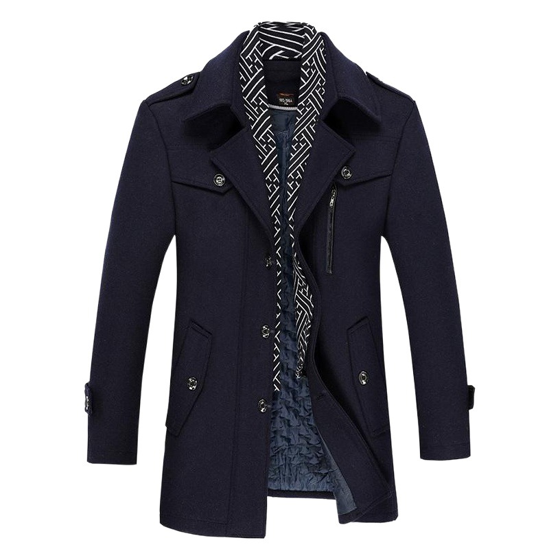 2020 nuevo abrigo de invierno para hombre gabardina de lana de algodón cuello de bufanda desmontable abrigo de hombre transfronterizo