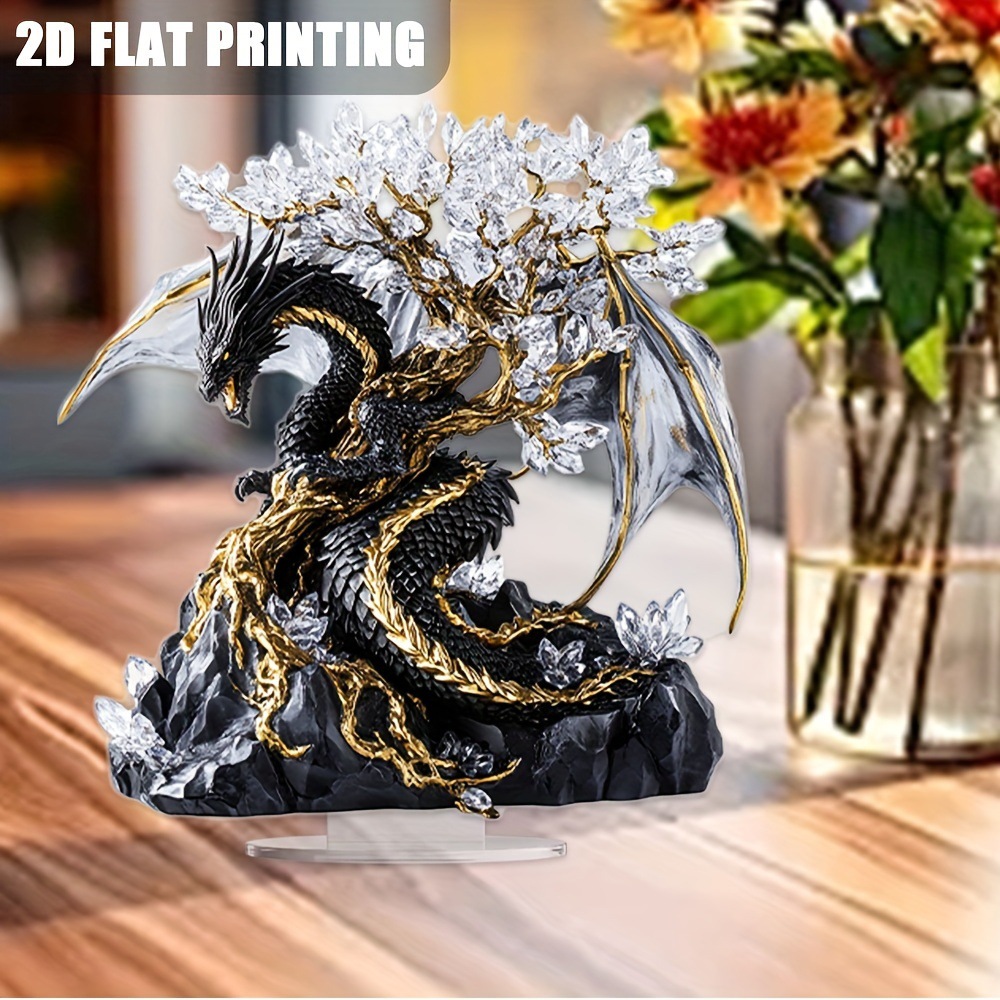 Cross Border Family Bedroom Art Deco Style Dragon Shape Acrylic Statue with Base Multi-functional Room Decoration
