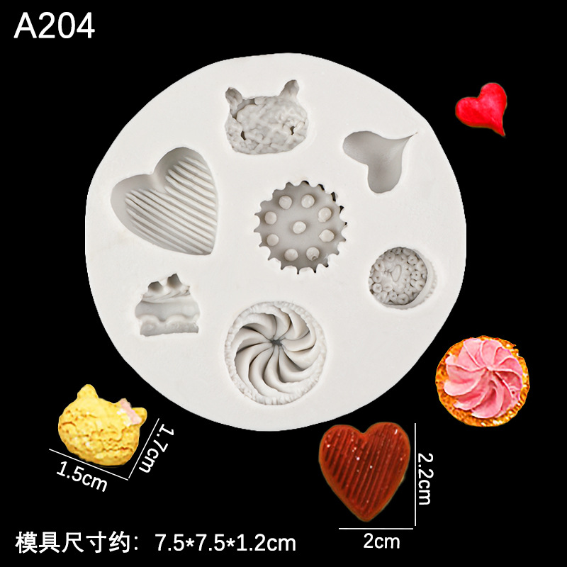 Una variedad de simulación biscuit caramelo postre donut mini fideos instantáneos molde silicona creativo hornear Decoración