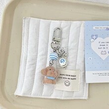 【口水巾泰迪狗狗】蓝色领结狗狗手机链挂件咕本链拖鞋挂件钥匙扣