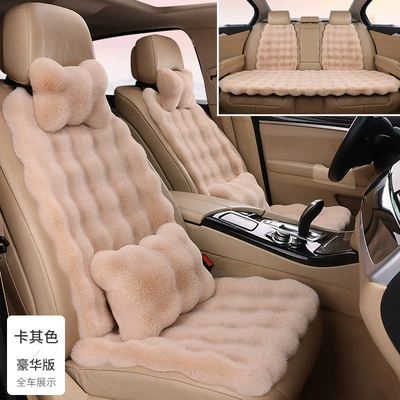 Wool pad – rear high-end feeling - deluxe-version-11-piece-set-2-headrests-2-waist-pillows-khaki