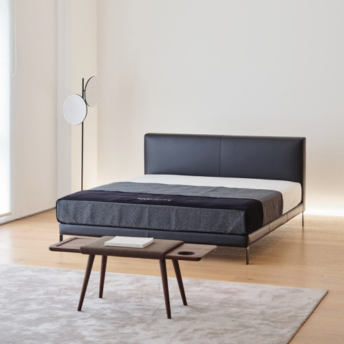 Coconordic | Vem Modern Minimalist 1.8m Edge-Slim Small-Unit Black Leather Bed – Nordic & Japanese-Style Double Bed