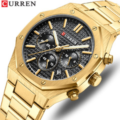 CURREN Cardain 8440 Men's Octagonal Business Steel Strap Watch, Waterproof, 6-Hole Calendar Quartz Timing Wristwatch