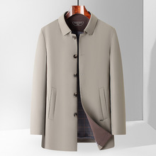 2025秋季男士风衣中长款翻领商务休闲中年行政上衣外套爸爸装夹克